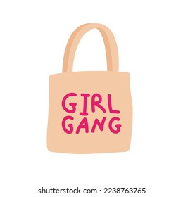 Textile bag for shopping with an inscription girl gang