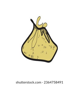 Textile bag in yellow, abstract illustration, vector