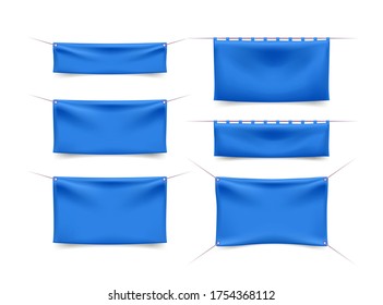 Textile Banners with Folds on White Background . Isolated Vector Elements 