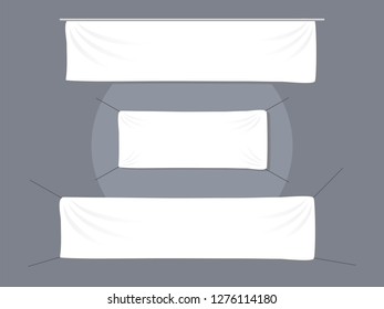 Textile banners set. Flag white blank advertising empty