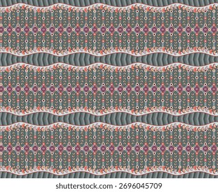 Textile Beautiful Digital dupattas Cria com motivos exclusivos, incluindo tiras de várias cores de fronteira Flores Ikat Ornamento étnico padrões barrocos imprimíveis para mulheres tecidos kurti Camisa mangas e etc.