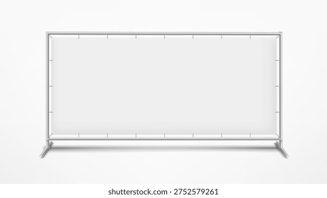 Textile blank banner isolated on white background. 3d vector mockup