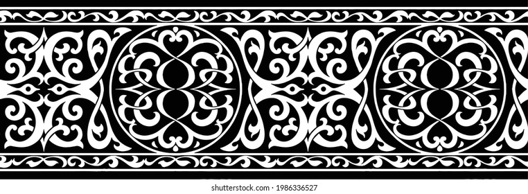 Textile Border Black White Stock Vector (Royalty Free) 1986336527 ...