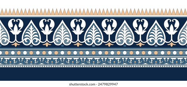 textile border pattern on white background