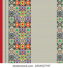 Textile borders beautiful flower Baroque Ornament style border design handmade artwork ornament pattern with watercolor, repeat floral texture, vintage background hand gala design flower design