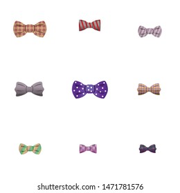 Textile bow tie icon set. Cartoon set of 9 textile bow tie vector icons for web design isolated on white background