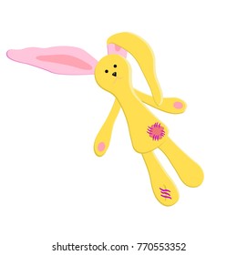 Textile bunny, rabbit. On a white background. Vector illustration