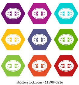 Textile button icons 9 set coloful isolated on white for web