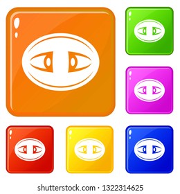 Textile button icons set collection vector 6 color isolated on white background