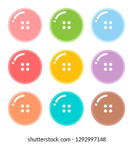 Textile buttons. Colorful set isolated on white background
