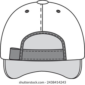 Textile cap template. Baseball brand design back view