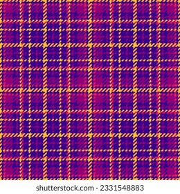 Textile check background of pattern fabric texture with a vector plaid seamless tartan in violet and pink colors.