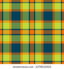 Textile check background of texture vector plaid with a pattern fabric seamless tartan in orange and green colors.