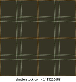 Textile check plaid pattern seamless vector in green and brown. Tartan plaid for scarf, skirt, jacket, or other modern clothing design.