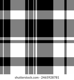Tejido escocés a cuadros de patrón de tela sin costuras con un Vector de fondo de textura a cuadros en colores gris y negro.