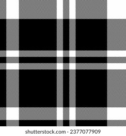 Textile check tartan of texture vector pattern with a seamless background fabric plaid in black and white colors.