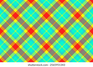Textile check tartan of texture vector pattern with a seamless fabric plaid background in bright and yellow colors.