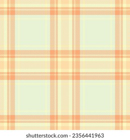 Textile check vector of fabric texture seamless with a pattern plaid background tartan in light and orange colors.