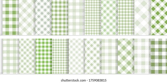 textile checkered tablecloth green stock vector background set