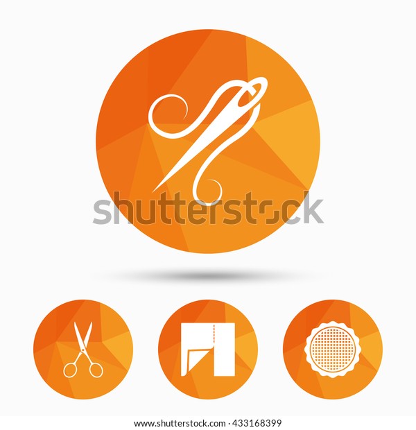 Textile Cloth Piece Icon Scissors Hairdresser Stock Vector