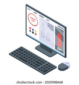 Textile computer modeling icon. Isometric of textile computer modeling vector icon for web design isolated on white background