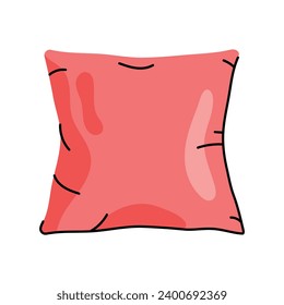 Textile cozy pillow flat element. Interior decor. Vector isolated sign. Digital illustration for web page, mobile app, promo.