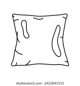 Textile cozy pillow flat element. Interior decor. Vector isolated sign. Digital illustration for web page, mobile app, promo.