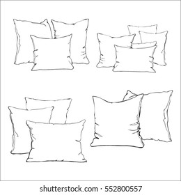 Textile cushion bedroom pillow isolated and softness feather sleep pillow isolated vector illustration