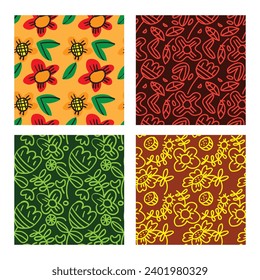 textile design with abstract floral pattern