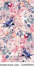 textile design with abstract flower pattern image