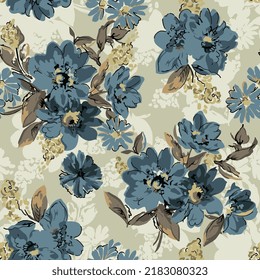 textile design with abstract flower pattern image