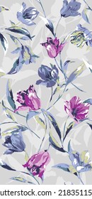 textile design with abstract flower pattern image