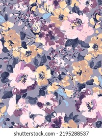 textile design with abstract flower pattern image