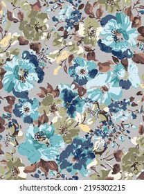 textile design with abstract flower pattern image