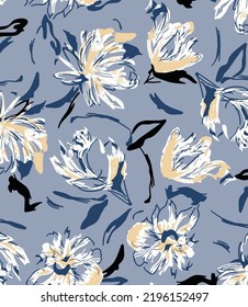 textile design with abstract flower pattern image