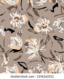 textile design with abstract flower pattern image 