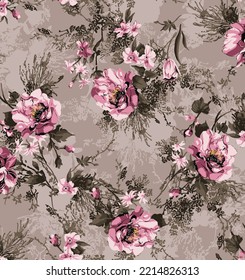 textile design with abstract flower pattern image