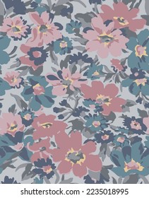 textile design with abstract flower pattern image