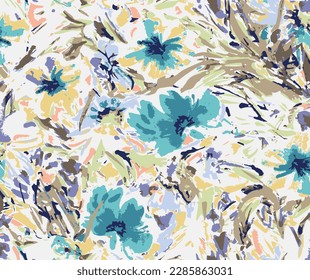 textile design with abstract flower pattern image
