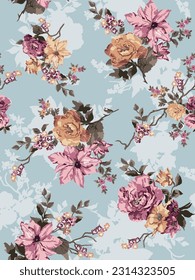 textile design with abstract flower pattern image