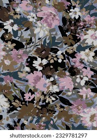textile design with abstract flower pattern image