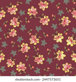textile design with abstract flower pattern, Modern exotic floral jungle pattern. Collage contemporary seamless pattern. Hand drawn cartoon style pattern.