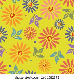textile design with abstract flower pattern