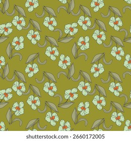 textile design with abstract flower pattern