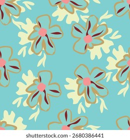 textile design with abstract flower pattern