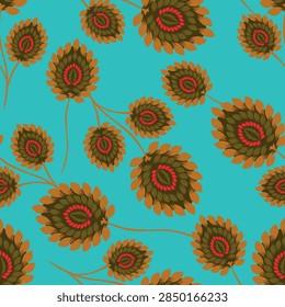 textile design with abstract flower pattern
