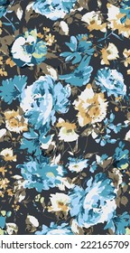 textile design with abstract flowers pattern image