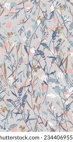 textile design with abstract flowers pattern image