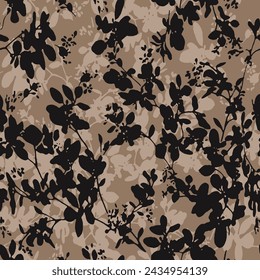 textile design with abstract silhouette flowers pattern image