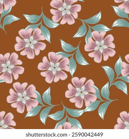 textile design art,red brown beige grey flowers leaves branch abstract effect botanic pattern allover repeats seamless colors,fabric cloth wrapper print ,spring summer